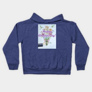 Happy Anniversary with a bouquet of flower Kids Hoodie